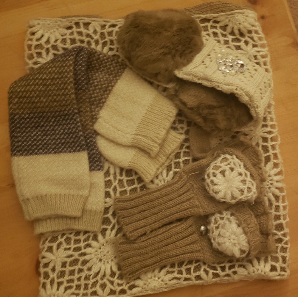 Scarf, Head Warmer, Gloves, Leg Warmers